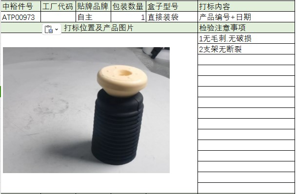 Front Shock Absorber Buffer Block With Dust Cover