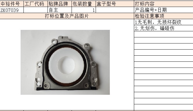 Crankshaft Rear Oil Seal Seat