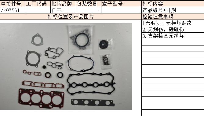 C62.0T Bpjengine Overhaul Kit